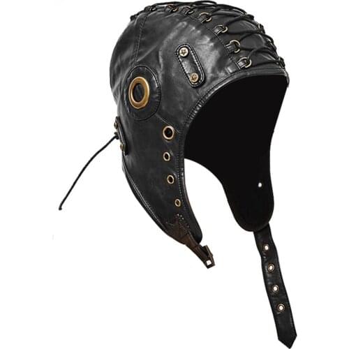 Women/Men‘s Leather Hat Locomotive Motor Fashion Style Cool Punk Hat Flying Caps Air Force Plane Hat Steampunk