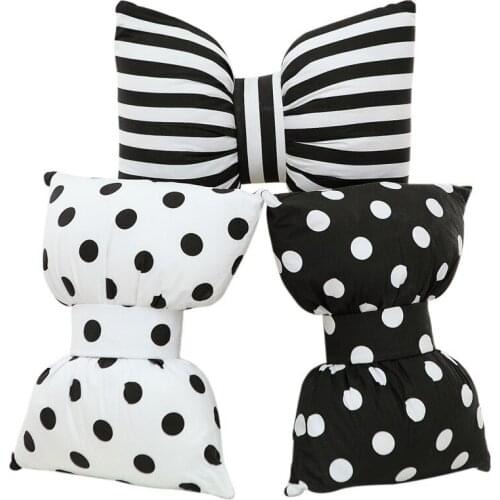 Creative simulation bowknot pillow stripe cushion Can unpick and wash bed pillows Gifts for children New Year gift Personality