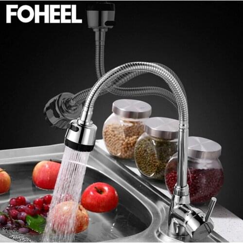 FOHEEL Brass Mixer water tap Hot and cold kitchen faucet Single Hole kitchen sink tap chrome pull out robinet cuisine