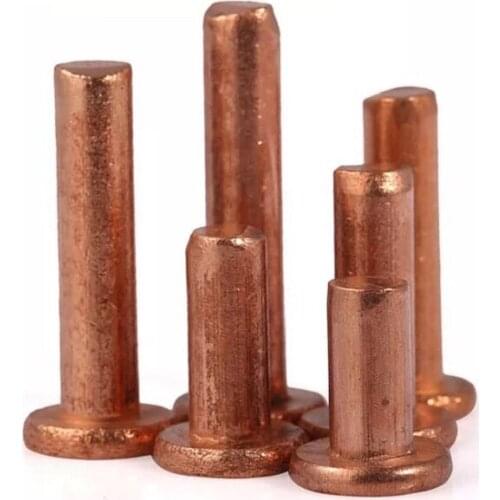 50pcs/lot M2 M2.5 M3 GB109 Copper Solid Rivets AL Knock Flat Head Rivet HW209