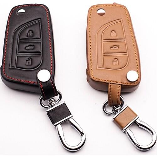 Fashion Men Leather Keychain For Toyota Camry Highlander Corolla Prado REIZ Crown RAV4 Hilux Vitz,3 Button Buttons starline a93