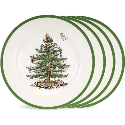 Set of 4 European Christmas Tree Plate dinner plate Porcelain Dessert Plate Steak Salad Snack Cake Plates Tableware