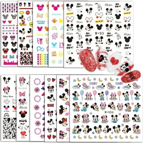 M+ Mickey Minnie Mouse Nail Stickers Childrens Girls Christmas Gifts 2021 The New 3D Fashion Manicure Decals Accessories Decor