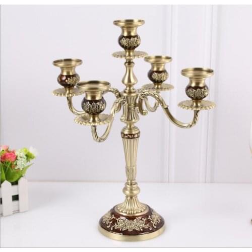 New arrival silver 5 arms candelabra zinc alloy metal candle holder for wedding/ events/ party centerpiece/ home decor