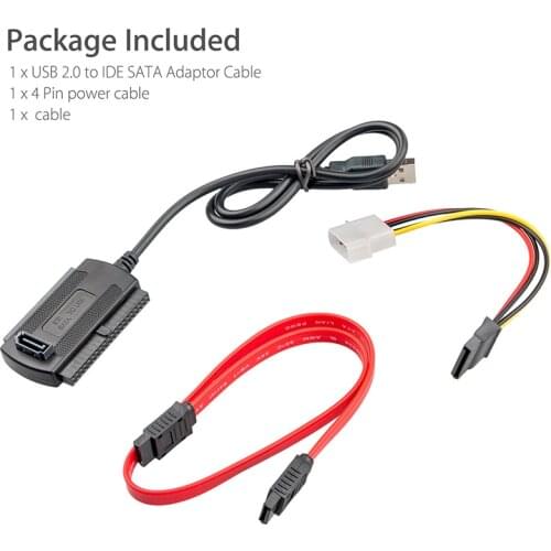 New 2.0 Adapter Converter Cable Hard Drive For 2.5 / 3.5 Inch with 4 Pin Power Cable SATA/PATA/IDE Drive to USB