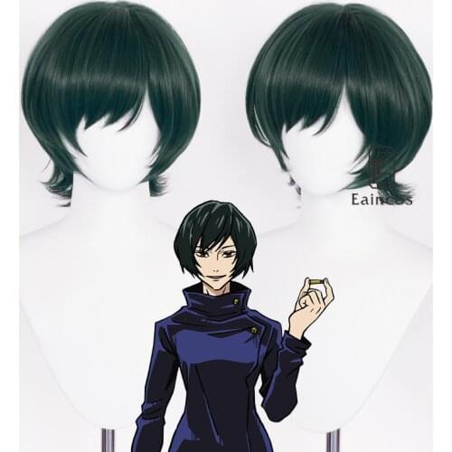 Anime Jujutsu Kaisen Mai Zenin Cosplay Wig Women Dark Green Short Hair Heat Resistant Synthetic Wigs