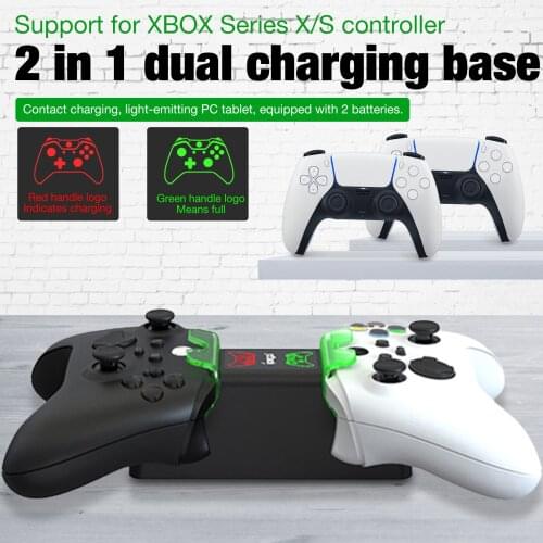 Dual Controller Charger Adapter LED indicator Charging Station For Xbox Series X S with 2 Rechargeable 1000mAh Battery Packs