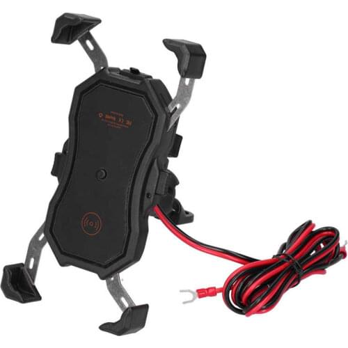 Smartphone Stand Motorcycle Mobile Phone Holder QC3.0 Navigation Bracket USB+Wireless Charging for Motorcycle Scooter ATV
