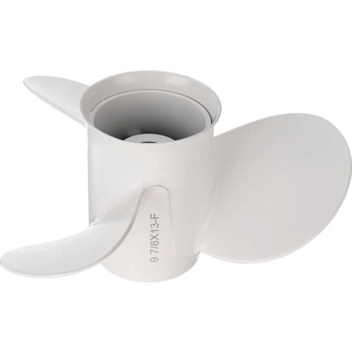 AU05 -664-45949-02-El Marine Boat Outboard Propeller 9 7/8 X 13 For Yamaha 20-30Hp Right-Hand Rotation 3 Blades White