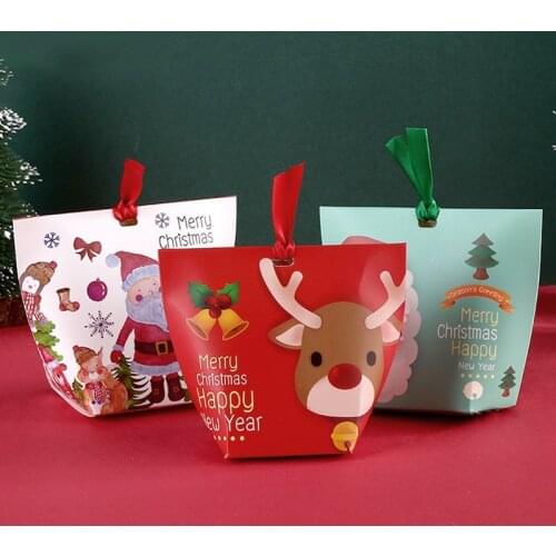Christmas Candy Wrap Gift Box Christmas Baking Small Pack Carton Decoration West Cookie Bag Christmas Packaging Paper Bags