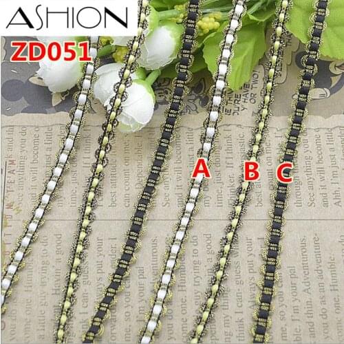 Width 8mm black white gold mixing color polyester corrugated braided lash Crochet ribbon Curved edge lace trim ZD051