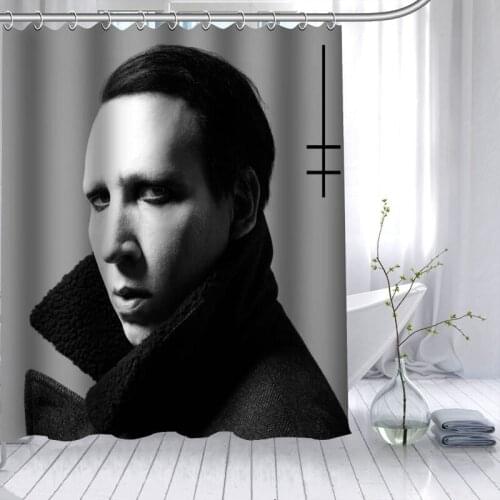 ShunQian HOT SALE Marilyn Manson Shower Curtain Polyester Fabric 12 Hooks For The Bathroom Waterproof Mildew Funy Bath Curtain