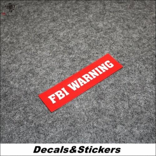 NO.L323 Red FBI Warning 3M Reflective Modified Stickers Waterproof Decals Car Racing Motorcycle Scratches Cover