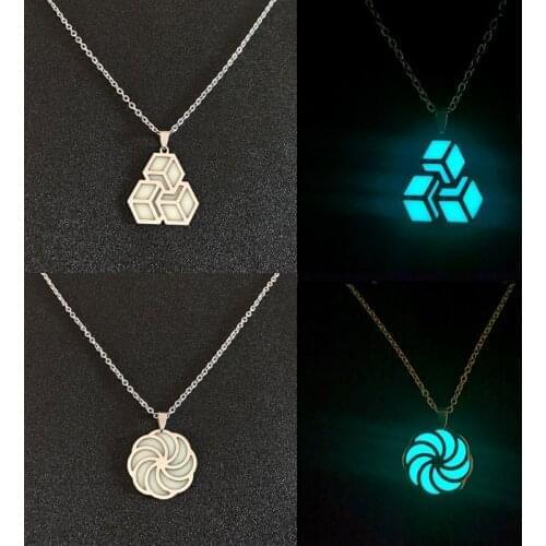 Luminous Stainless Steel Necklaces Couple Punk Titanium Steel Pendant Fluorescent Clavicle Chain Men Women Creative Necklace