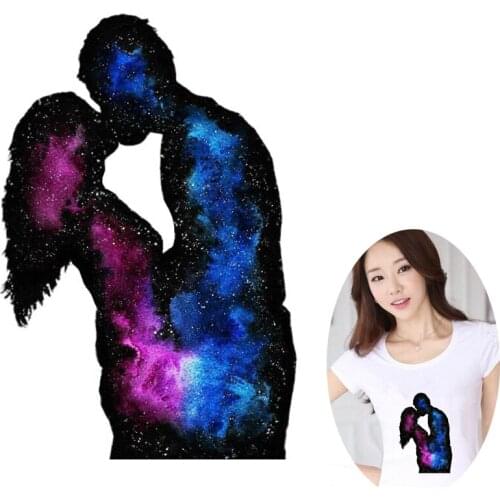 Iron-On Transfer Girls Heat Transfers PVC Patch For Clothes DIY Cute Thermal Transfer Hot Vinyl Iron Sticker On Garment Decor