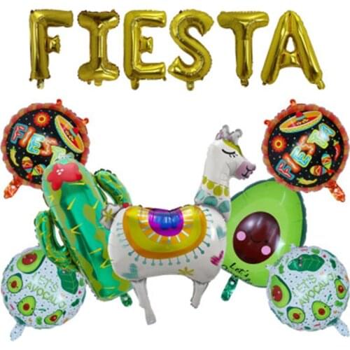 1set Alpaca fiesta letter Balloon Birthday Party Decoration Kids Pinata Foil Balloons Children Globos Baby shower Home supplies
