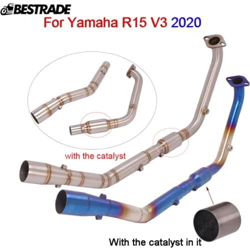 Motorcycle Header Pipe Exhaust Front Middle Link Connect Section Tube Slip on 51mm Stainless Steel For Yamaha R15 V3 2020-2021