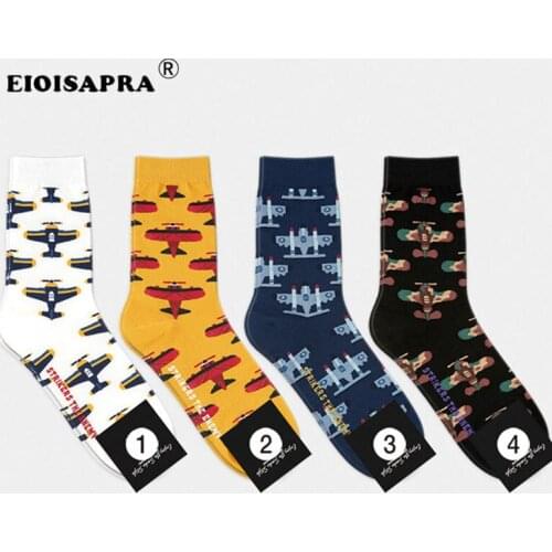High Quality New Product Spring Autumn Winter Fashion Lovely Cartoon Plane Women Socks Combed Cotton Casual Sokken