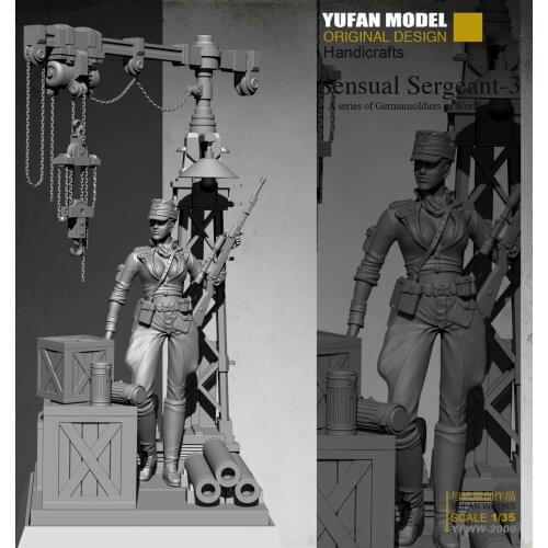 Yufan Model 1/35 Female Sniper + Platform Resin Soldier Colorless and self-assembled YFWW-2000