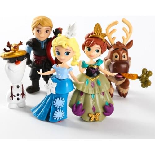 Frozen 5pcs/set Kawaii Assembly Elsa Anna Olaf Sven Kristoff Action Figure Toys