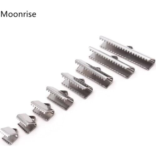 30 Pcs 304 Stainless Steel Ribbon Pinch Crimp Clamp End Findings Cord Ends Fasteners Clasp Leather Crimp Ends For Jewelry Making