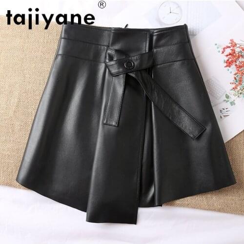 Womens Skirts 2021 Real Sheepskin Mini Skirt Women Genuine Leather Black Skirts Woman Skirt Sweet Mujer Faldas TN2219