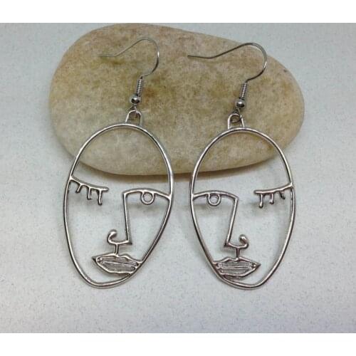 New European and American personality exaggerated fashion trend stainless steel face stud earrings womens jewelry gifts