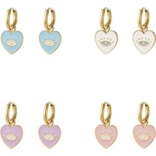 Aide 925 Sterling Silver Eye Heart Hoop Earring Plain Heart Hoops Women Simple Piercing Ohrringe Pendiente Luxury Jewelry Fine