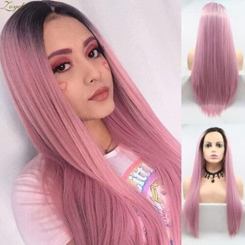 Zoyel Long Straight Pink Wigs Natural Hair Wig Heat Resistant Synthetic Wigs for Women Cute Party Cosplay Wigs
