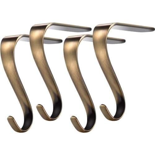 1Pc Christmas Stocking Holders Hooks Fireplace Mantel Hangers Metal Hanging Clips For Xmas Household Party Decoration Supplies