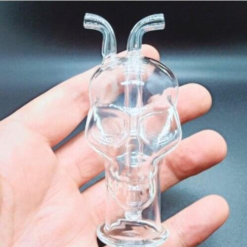 1 Pcs Skull Transparent Glass Pipes Portable Creative Smoking Pipe Herb Tobacco Pipe Grinder Filter Smoke Cigarette Holder