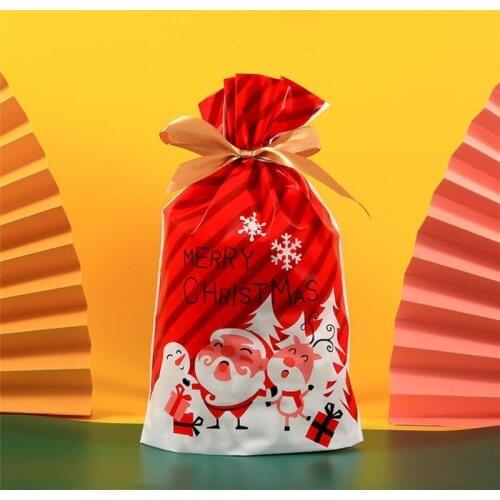 10Pcs Birthday Party Supplies Plastic Ribbons Food Biscuits Bag Wedding Decor Gift Package Stand-up Cookie Snack Candy Bag