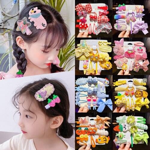 12 piece/sets bowknot children hair hairpin sinews girls broken hair BB card cute baby little girl tire a word