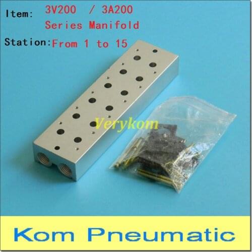 2 - 15 Station 3V200 Series 1/4" Airtac Pneumatic Solenoid Valve Manifold Base Board With Screws Rubber For 3v210-08 3v210-06