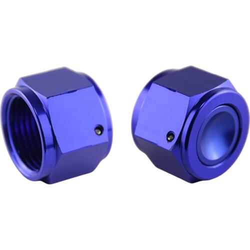 2PCS Aluminum 12-AN AN12 Adapter Female Flare End Cap / Plug / Tube Nut Fitting Blue