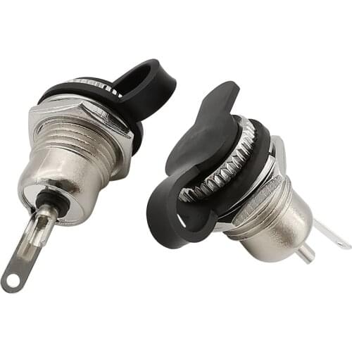 2Pieces DC-099 5.5 x 2.1mm 5.5*2.5mm DC Power Female Jack Panel Mount Connector Metal DC099 DC Socket Adapter and Waterproof Cap