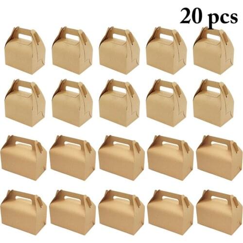 20Pcs Cake Candy Boxes Collapsible Dessert Packaging Box Bakery Box With Handle Gifts For Kids 10 Small Size & 10 Big Size