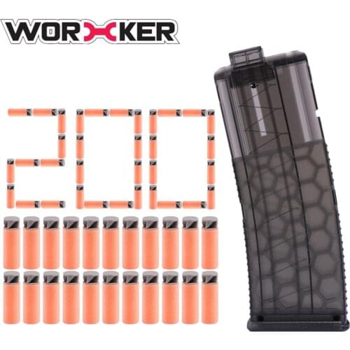 Worker Black color 200 pcs Soft Bullet 3.8cm Whirlwind Flat Head Short Bullet 15 Bullets Ammo Cartridge Dart Clips for Nerf