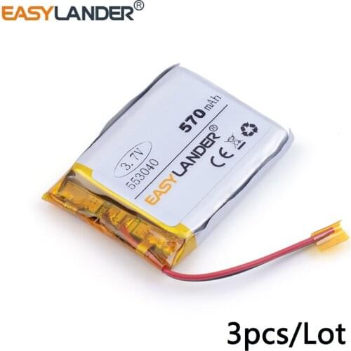 3pcs /Lot 553040 570mah 3.7v lithium Li ion polymer rechargeable battery goods quality of CE FCC ROHS certification authority