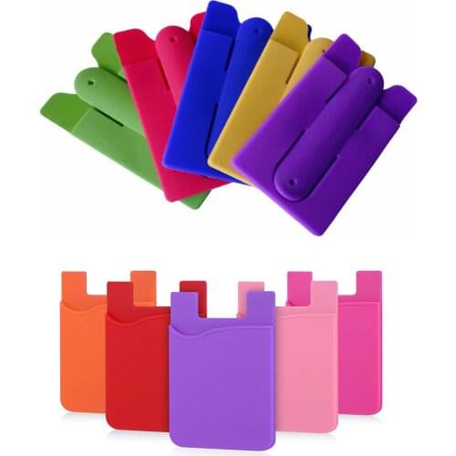 3Pcs Adhesive Card Sleeves Silicone Adhesive Cellphone Stick-on Wallet With Stand iPhone Android&Smartphones Credit Card Holder