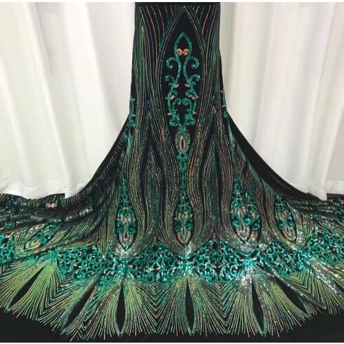 African French Velvet Lace Fabric 2020 Multicolor High Quality Velvet Lace Nigerian Sequence Net Lace Material For Women Dress