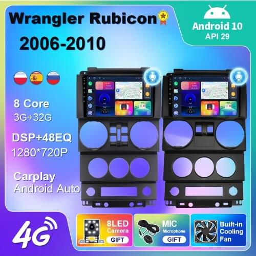 Car Radio For JEEP Wrangler Rubicon 2008-2010 Multimedia Video DSP CarPlay Android Auto Player Navigation GPS Audio 2 din No DVD