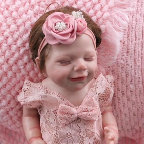 Boutique Hair Accessories Rhinestone Flower Headband Nylon Elastic Strench Headwear For Kids Girl