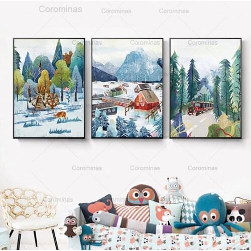 Childrens Playground Canvas Painting Fairy Tale World Posters and Prints Wall Art Picture for Kids Room Nursery Home Decoration