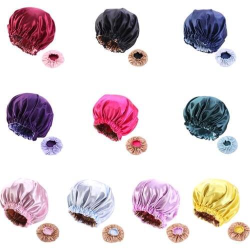 Reversible Satin Bonnet Double Layer Adjustable Size Sleeping Cap for Women