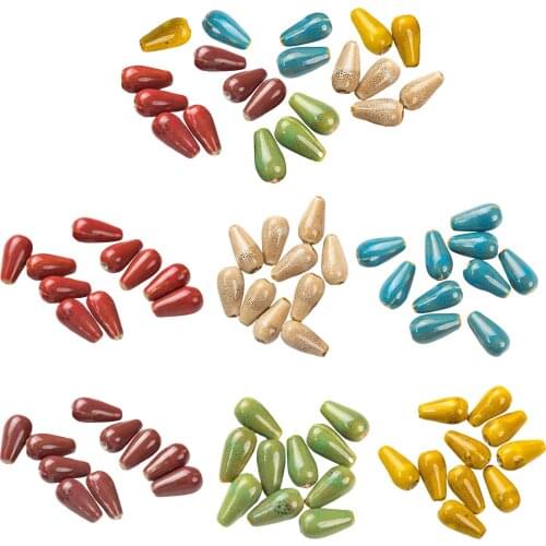 Porcelain Bead Water Drop Shape Charm Set Water Drop Beads Pendants Jewelry Findings for Necklace Bracelet