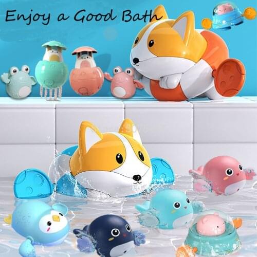 Bath Toys Animal Cute Cartoon Pig Crab Classic Baby Water Toy Infant Swim Chain Clockwork Toys For Kids Shower Toys For Baby
