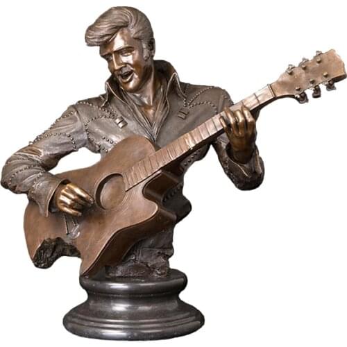Ivorique DS-300 Bronze Music Art Decor Bronze Music man playing guitar statue sculpture for art school Decoration