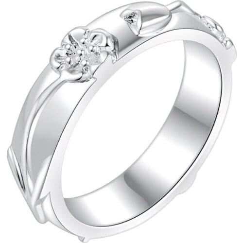 Beautiful flower design Silver color finger ring size 5-9 # Fashion Jewelry Woman party rings Top quality low price