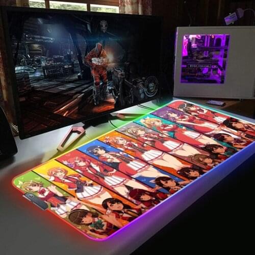 Love Live RGB Mouse Pad Keyboards Accessories Gaming Pc Gamer Colorful Glow Rubber LED Mat Table Pads For Csgo LOL Backlight Rug